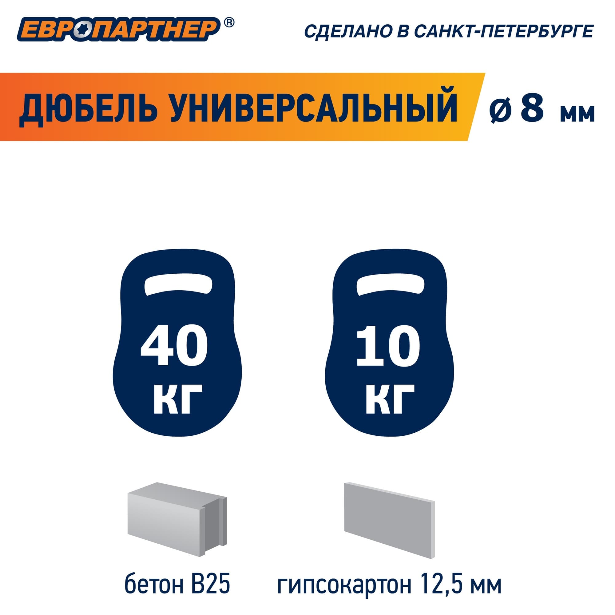 Дюбель универсальный 8х40 нейлон (1000 шт)