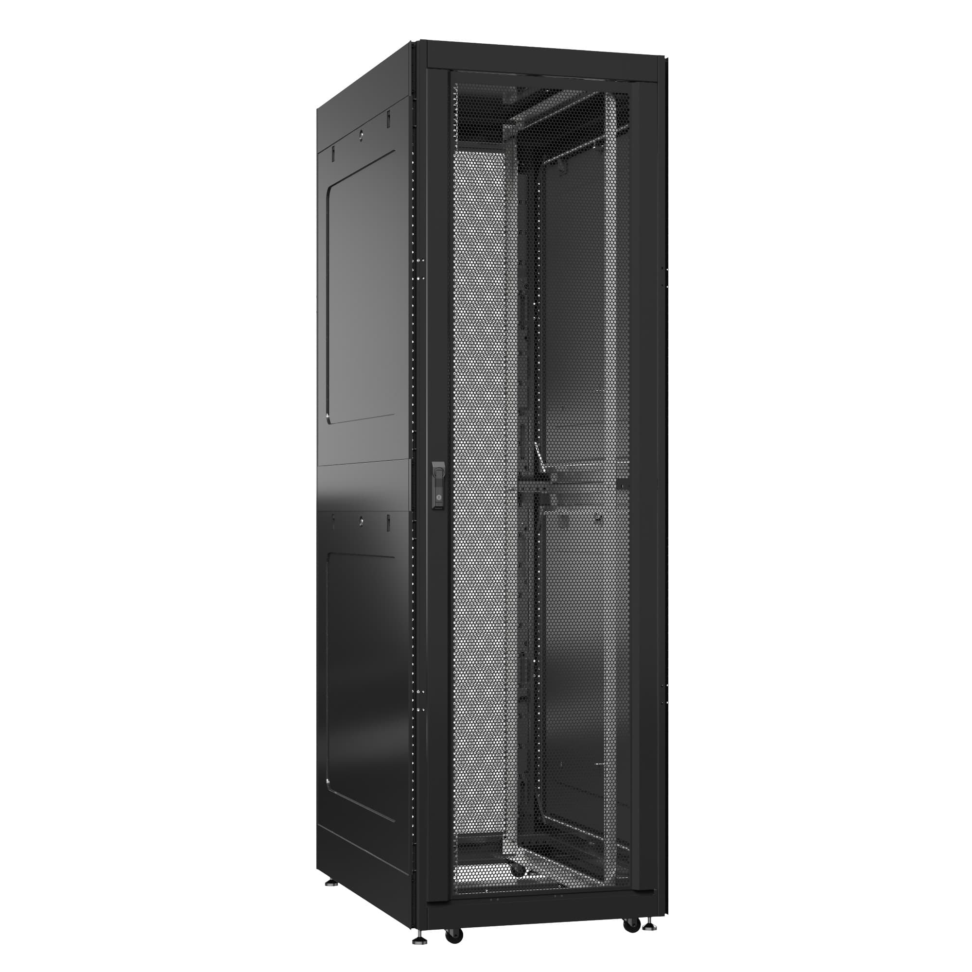 Шкаф серверный 52U 800х1200 передняя дверь: двустворчатая глухой металл IP51. задняя дверь: двустворчатая глухой металл IP51. боковые панели: глухой металл. цвет: черный RAL9005