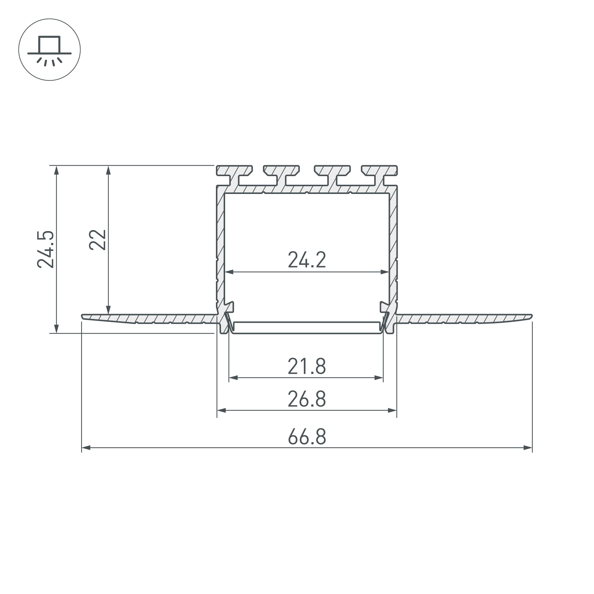 Профиль PLS-LOCK-H25-F-HIDE-2000 (ARL, Алюминий)
