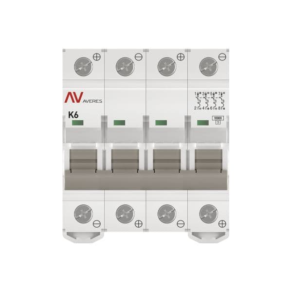 Выключатель автоматический AV-10 DC 4P 6A (K) 10kA AVERES