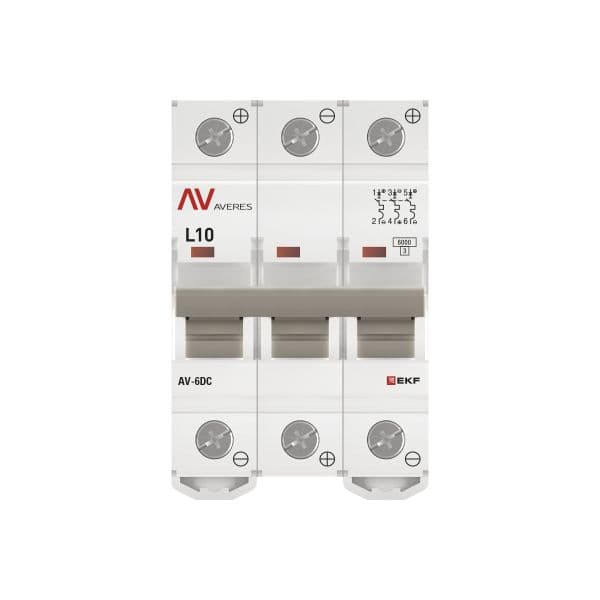 Выключатель автоматический AV-6 DC 3P 10A (L) 6kA AVERES