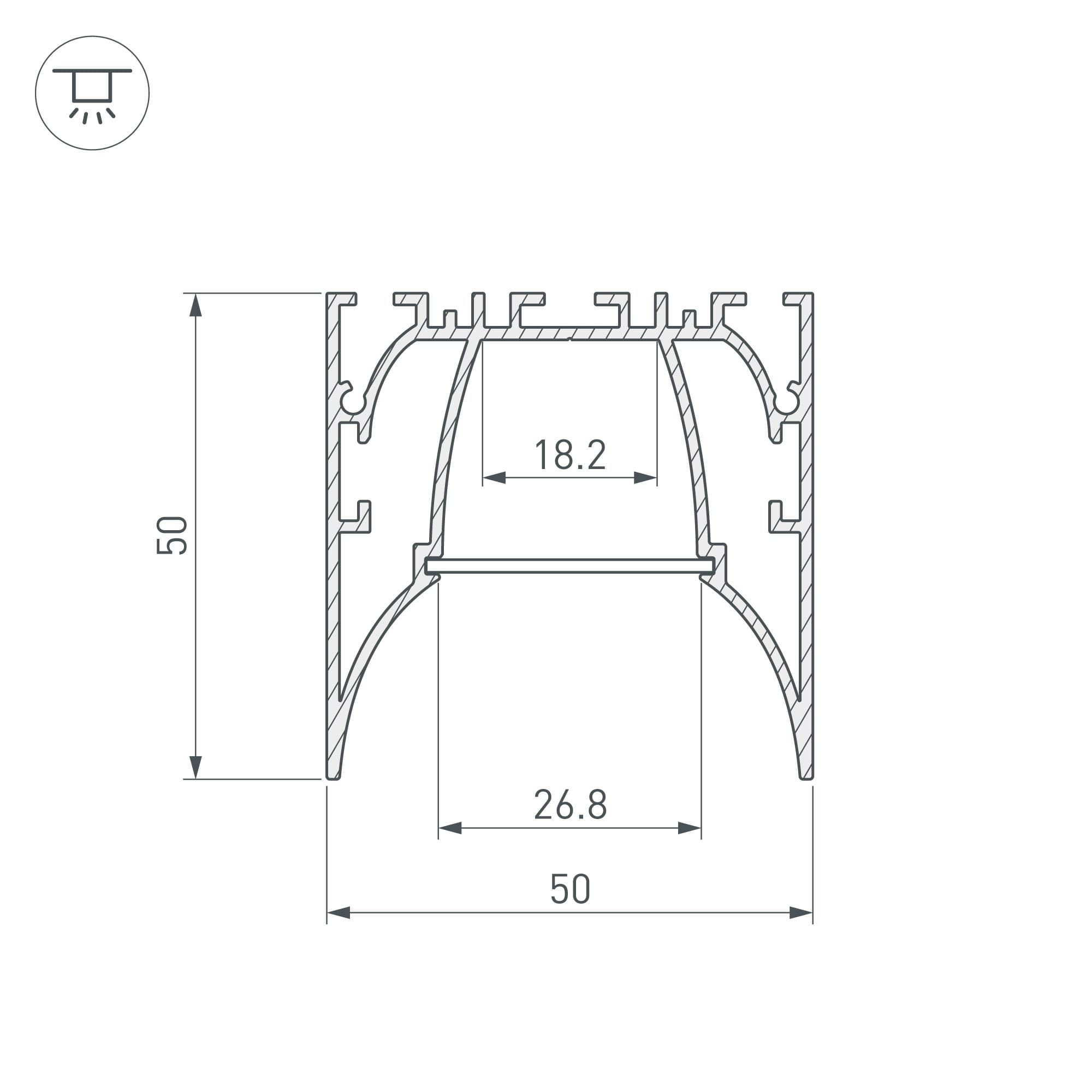 Профиль ARH-LINE-5050-COMFORT-2000 ANOD (Алюминий)