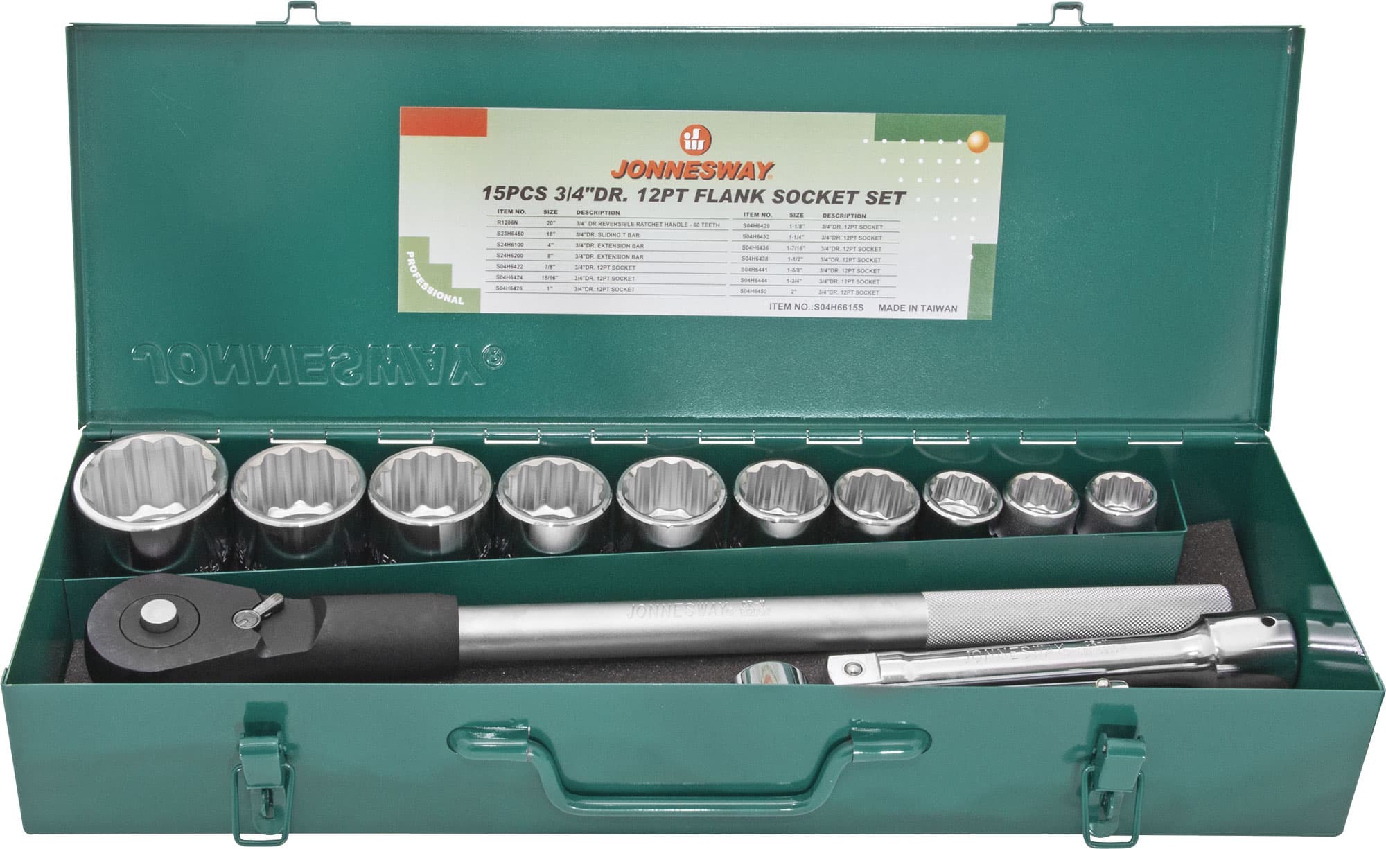 Набор головок торцевых дюймовых 3/4''DR, SAE 7/8''--2'', 15 предметов