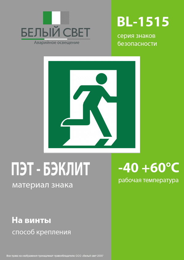 Знак безопасности BL-1515.E01-02''Выход здесь (прав.)''
