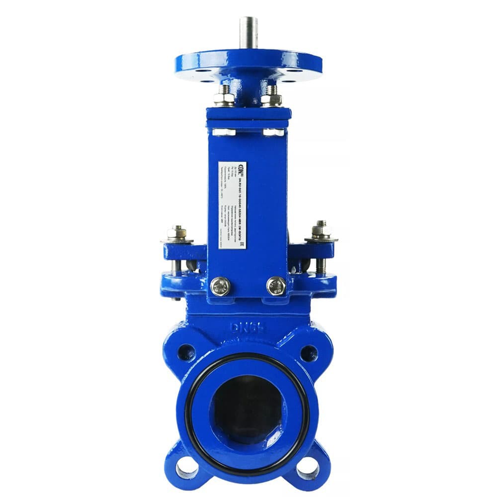 Задвижка шиберная ножевая GGG40-SS304-NBR-2W-ISOF10 Ду65 Ру10 с невыдвижным шпинделем, корпус GGG40, нож SS304, уплотнение NBR, направление рабочей среды 2-стороннее, с ISO-фланцем под привод, шток 16, F10