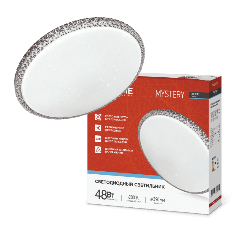 Светильник светодиодный серии DECO MYSTERY 48Вт 230В 6500К 4320Лм 390х78мм IN HOME