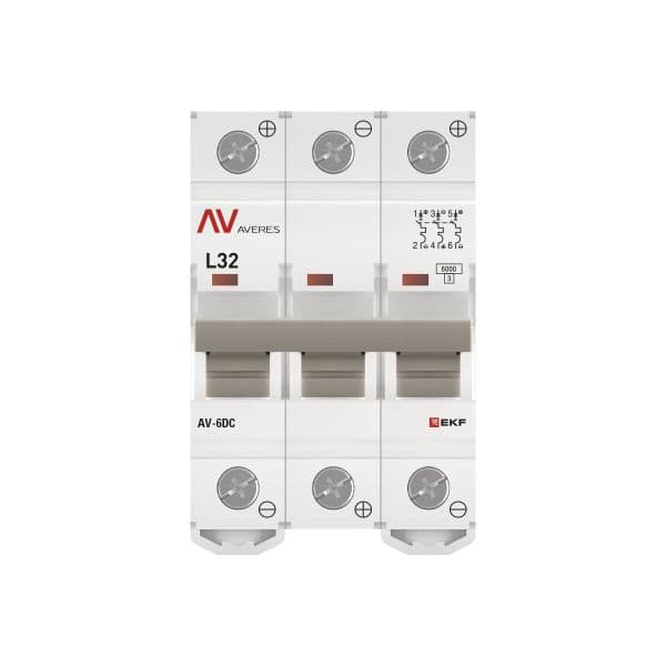 Выключатель автоматический AV-6 DC 3P 32A (L) 6kA AVERES