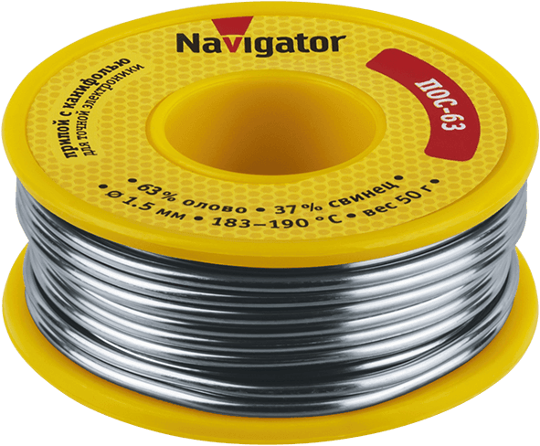 Припой NEM-Pos05-63K-1.5-K50 (ПОС-63, катушка, 1.5 мм, 50 гр) Navigator