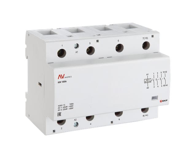 Контактор модульный КМ 100А 2NO+2NC 24VAC (6 мод.) AVERES