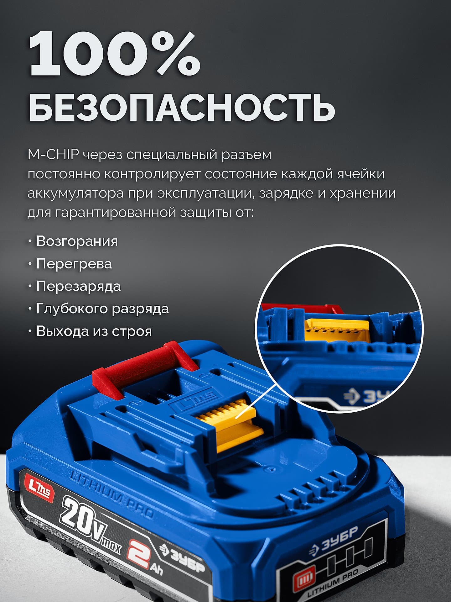 Аккумулятор LMS, ПРОФЕССИОНАЛ Power PRO, 20 В, 2.0 А·ч
