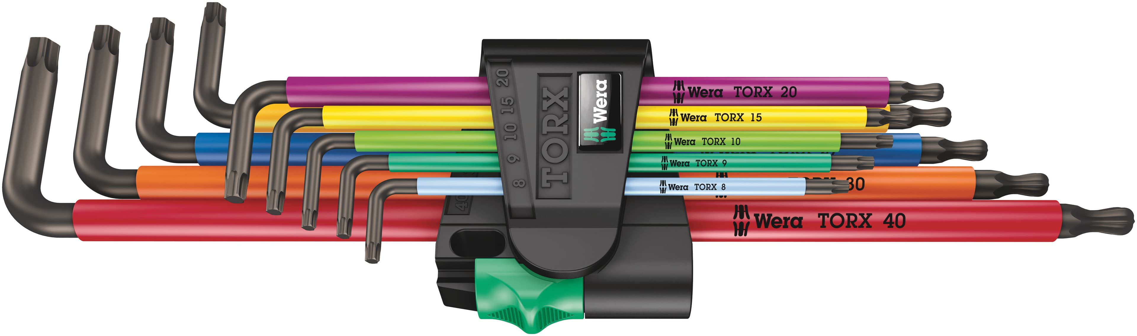 Набор Г-образных ключей 967/9 TX XL Multicolour TORX 1 удлиненный с шаром TX 8 - TX 40 9 предметов комплектация: 3x 967 SXL TORX Multicolour Г-образный ключ удлиненный: TX 8x90 TX 9x101 TX 10x112 6x 967 SPKXL TORX Multicolour Г-образный ключ удлиненный: TX 15x123 TX 20x137 TX 25x154 TX 27x172 TX 30x195 TX 40x224