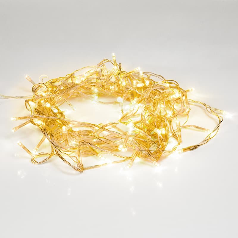 Гирлянда светодиодная универсальная 100 LED тёплый белый 10 м, прозрачный ПВХ, с контроллером