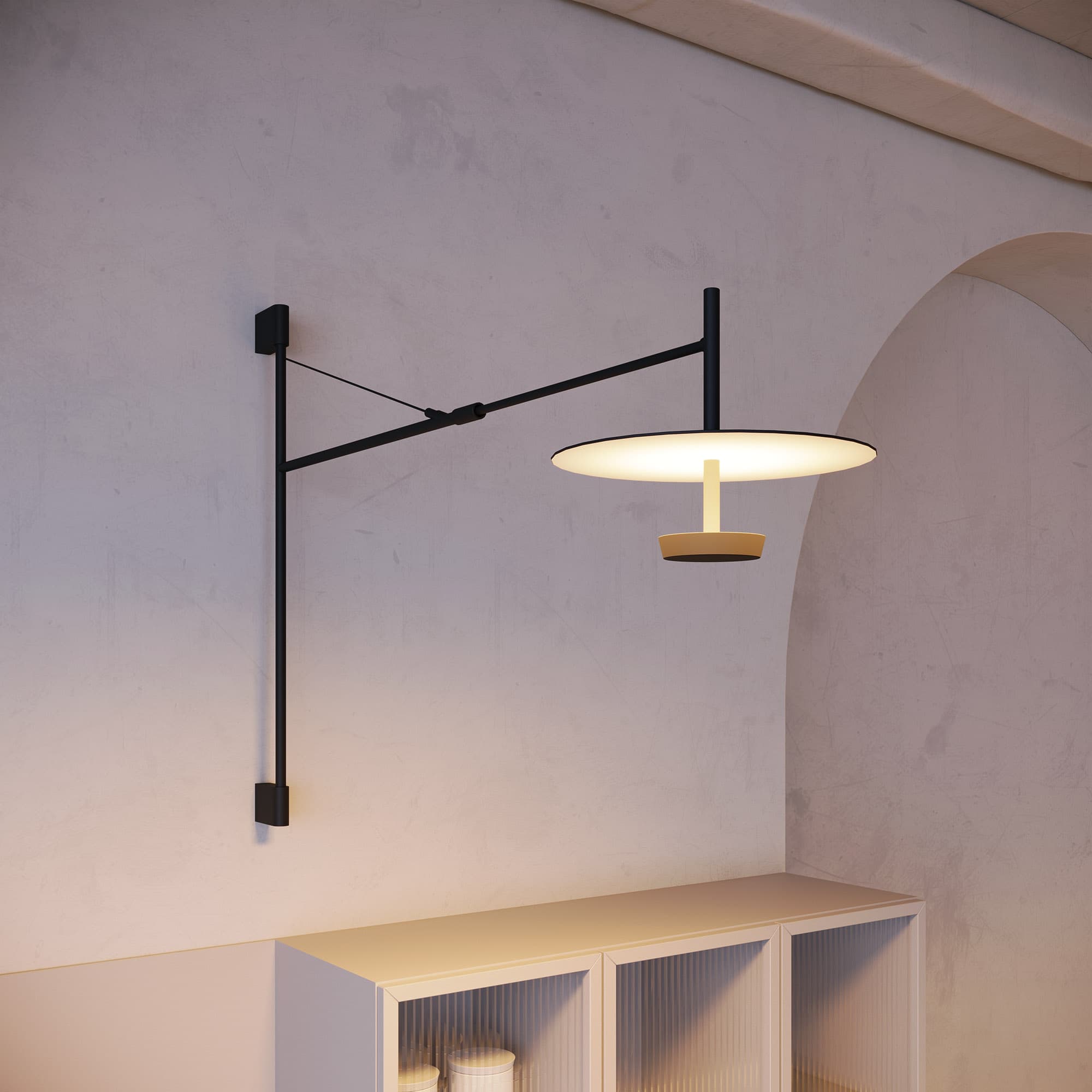 Светильник SP-CAMPANA-WALL-L1450-9W 3000K BK, 130 deg, 230V, TELESCOPIC, IP20, металл, 5 лет