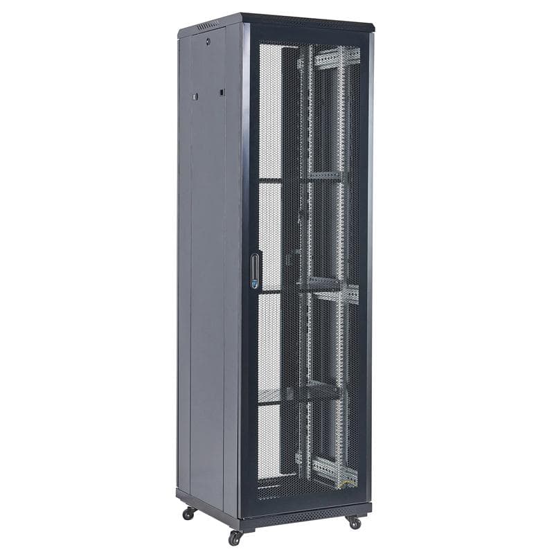 Шкаф напольный телекоммуникационный разборный 42U 600x800x2054мм двери с перфорацией черный (RAL 9005)