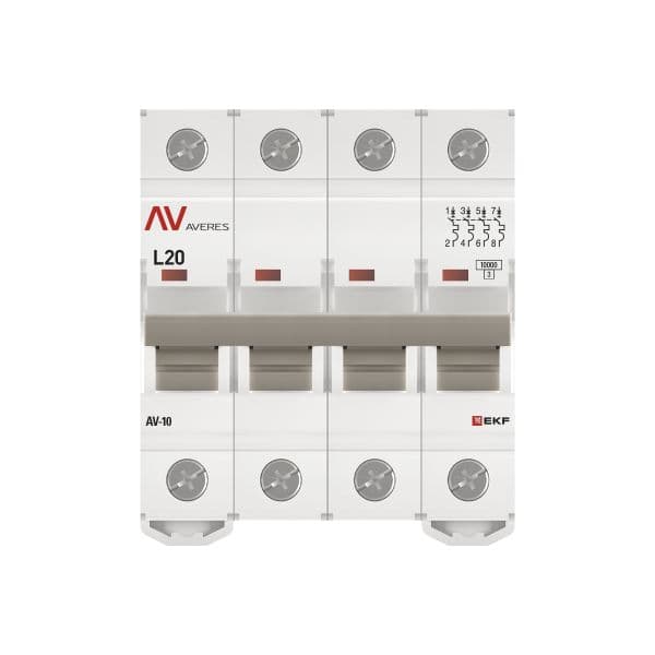 Выключатель автоматический AV-10 4P 20A (L) 10kA AVERES