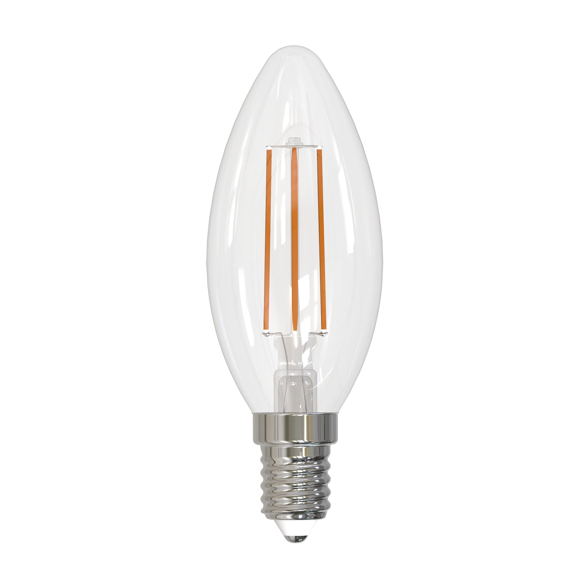 Лампа светодиодная, форма свеча, LED-C35-5W/3000K/E14/CL/SLF прозрачная, теплый (3000K)