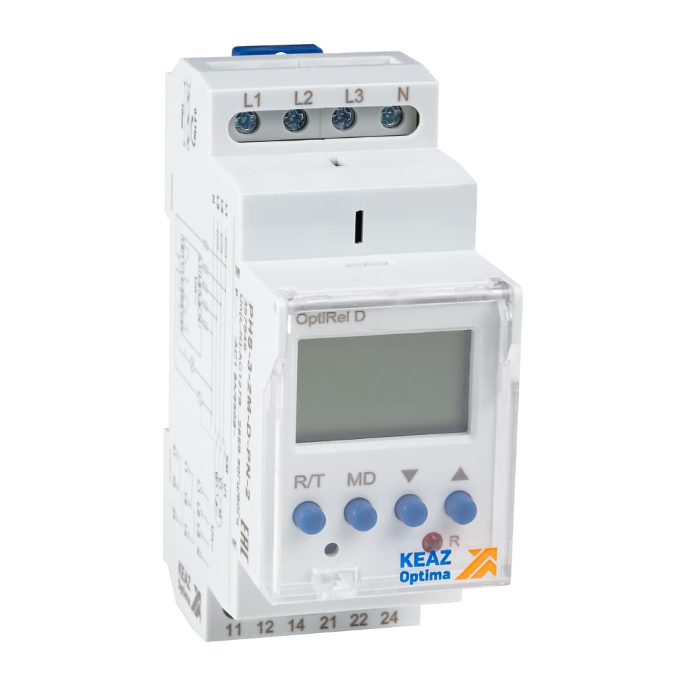 Реле контроля фаз OptiRel D PHS-3-2M-D-PP-2 цифровое трехфазный 2СО