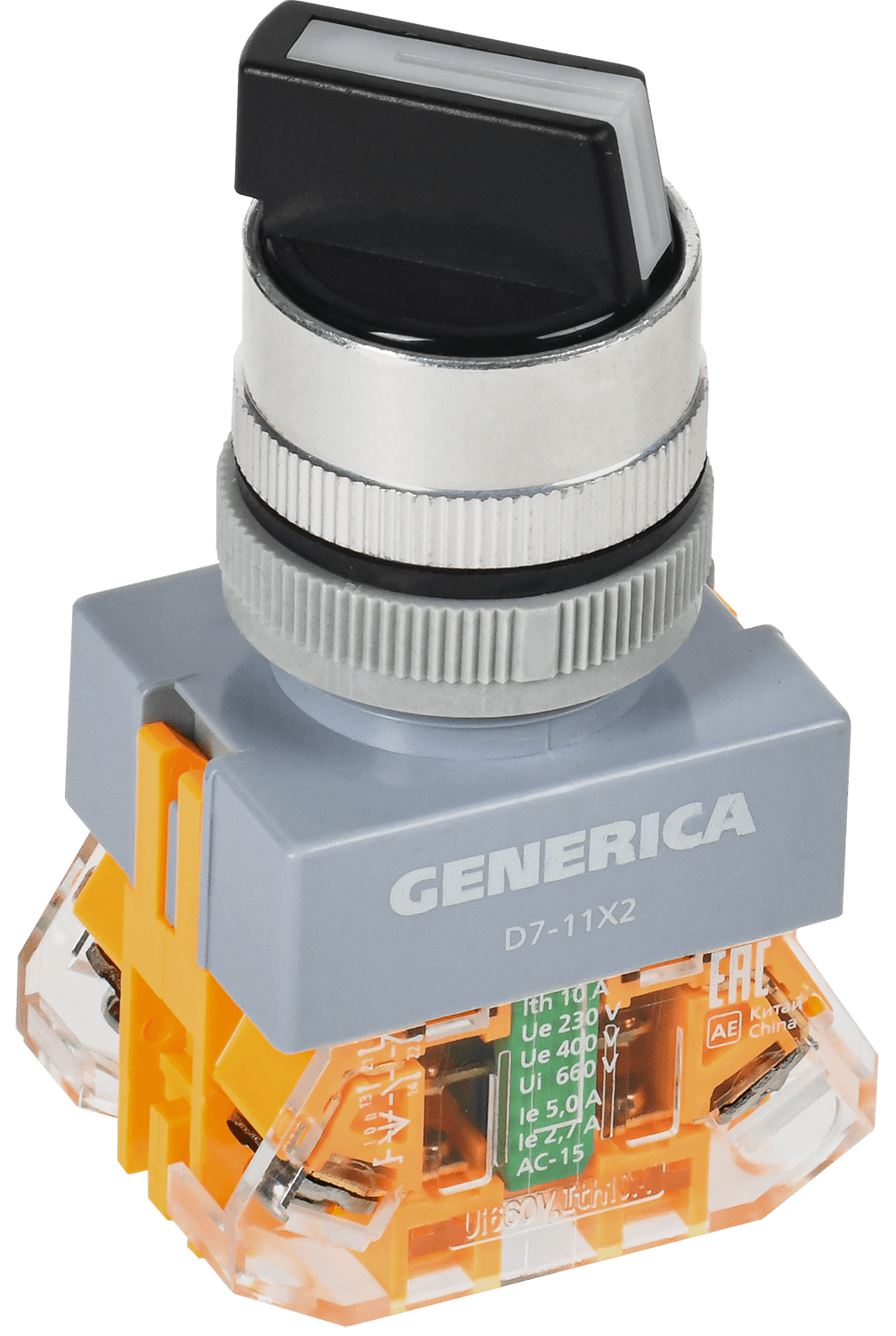 Переключатель D7-11X2 2 полож. 1з+1р черный GENERIC