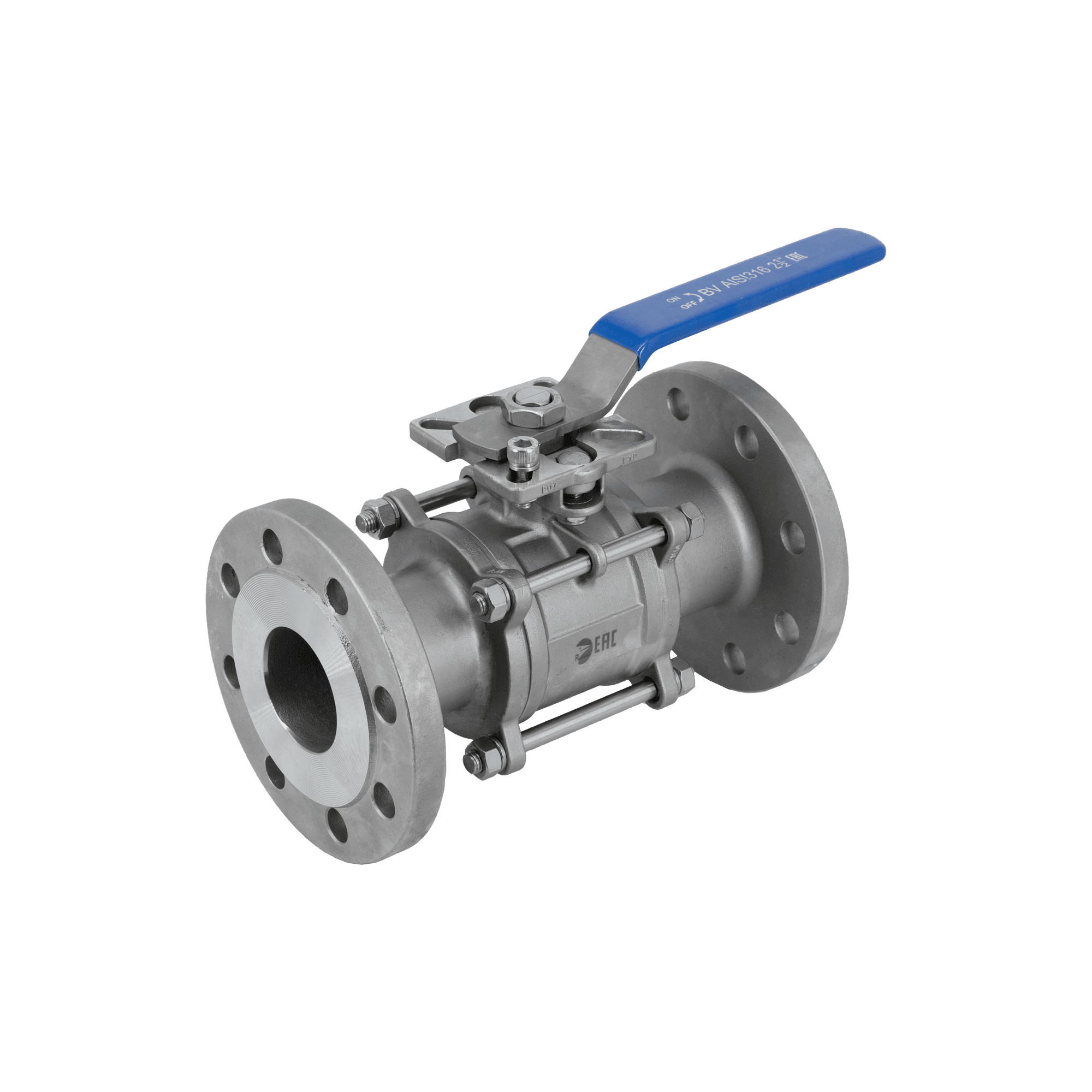 Кран шаровый фланцевый под привод нержавеющий (3PC), AISI316TI DN65 (2 1/2'), PN40