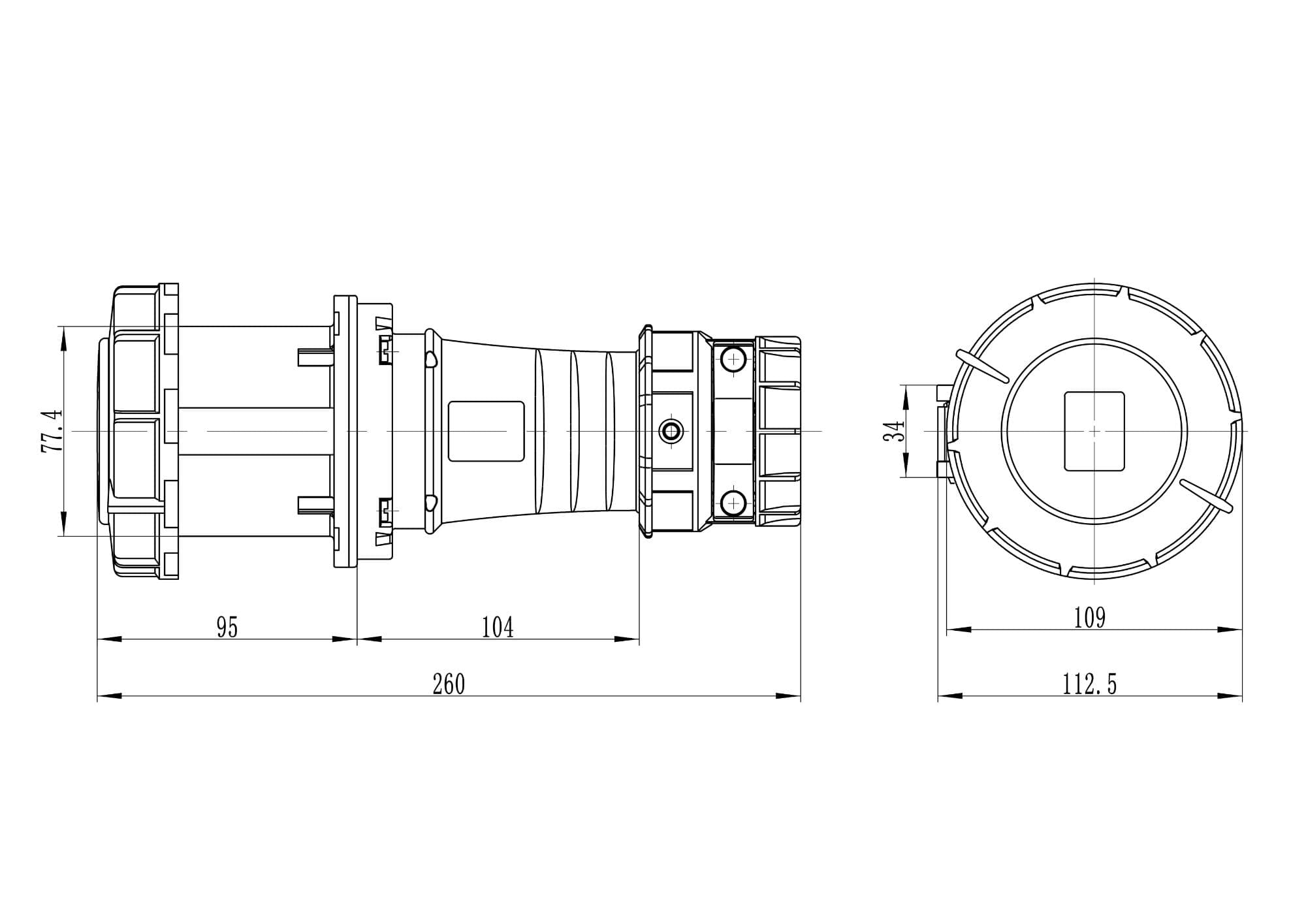 Розетка кабельная IP67 63A 3P+E 400V