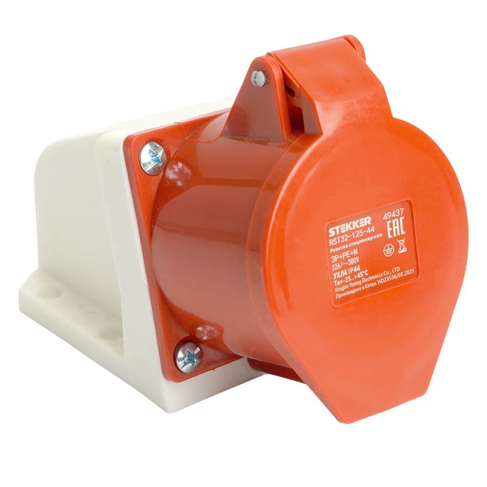 Розетка стационарная ST-125 32А 380В 3P+PE+N IP44 RST32-125-44 STEKKER