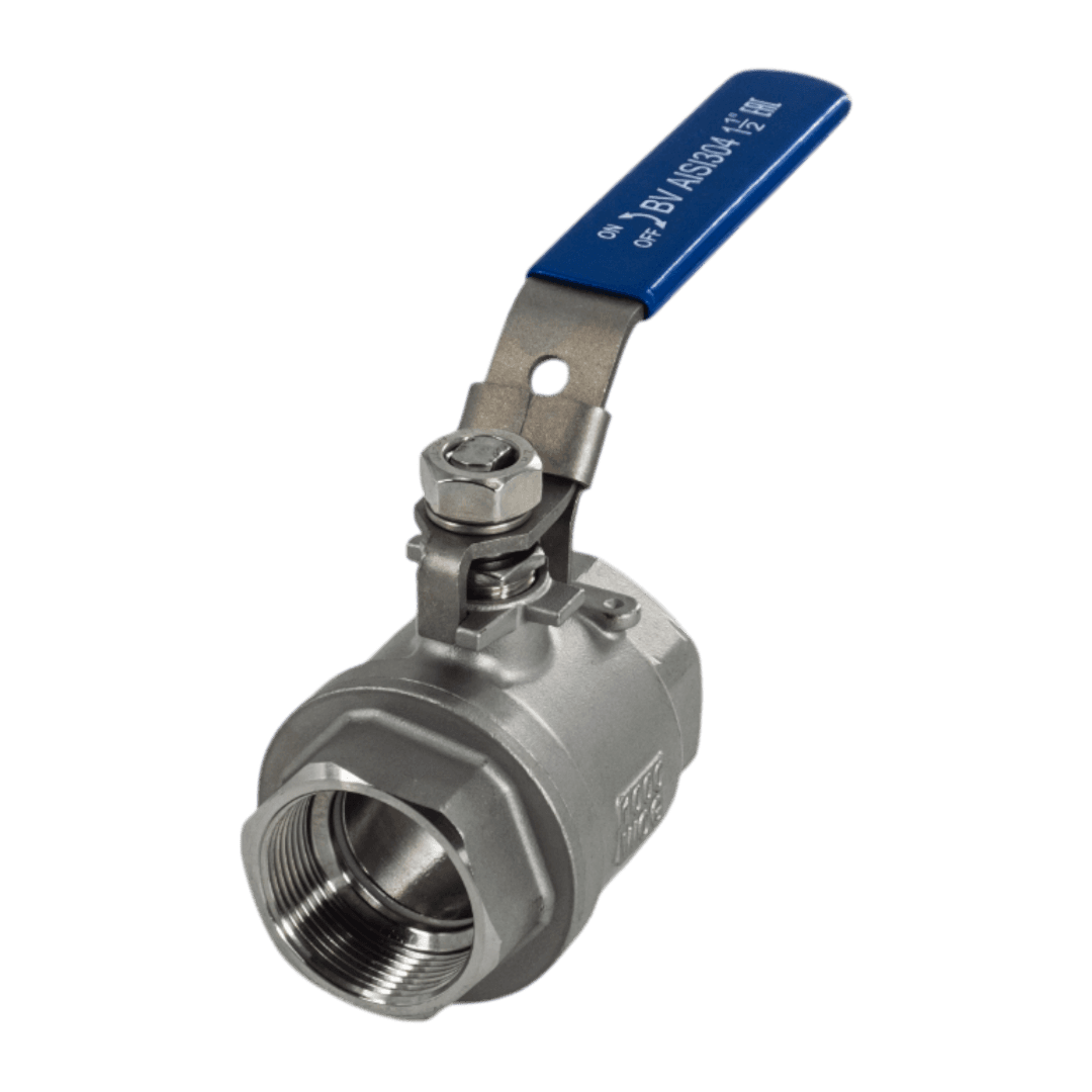 Кран шаровый муфтовый двусоставной с фиксатором нержавеющий (2PC), AISI304 DN40 (1 1/2'), (CF8),PN40