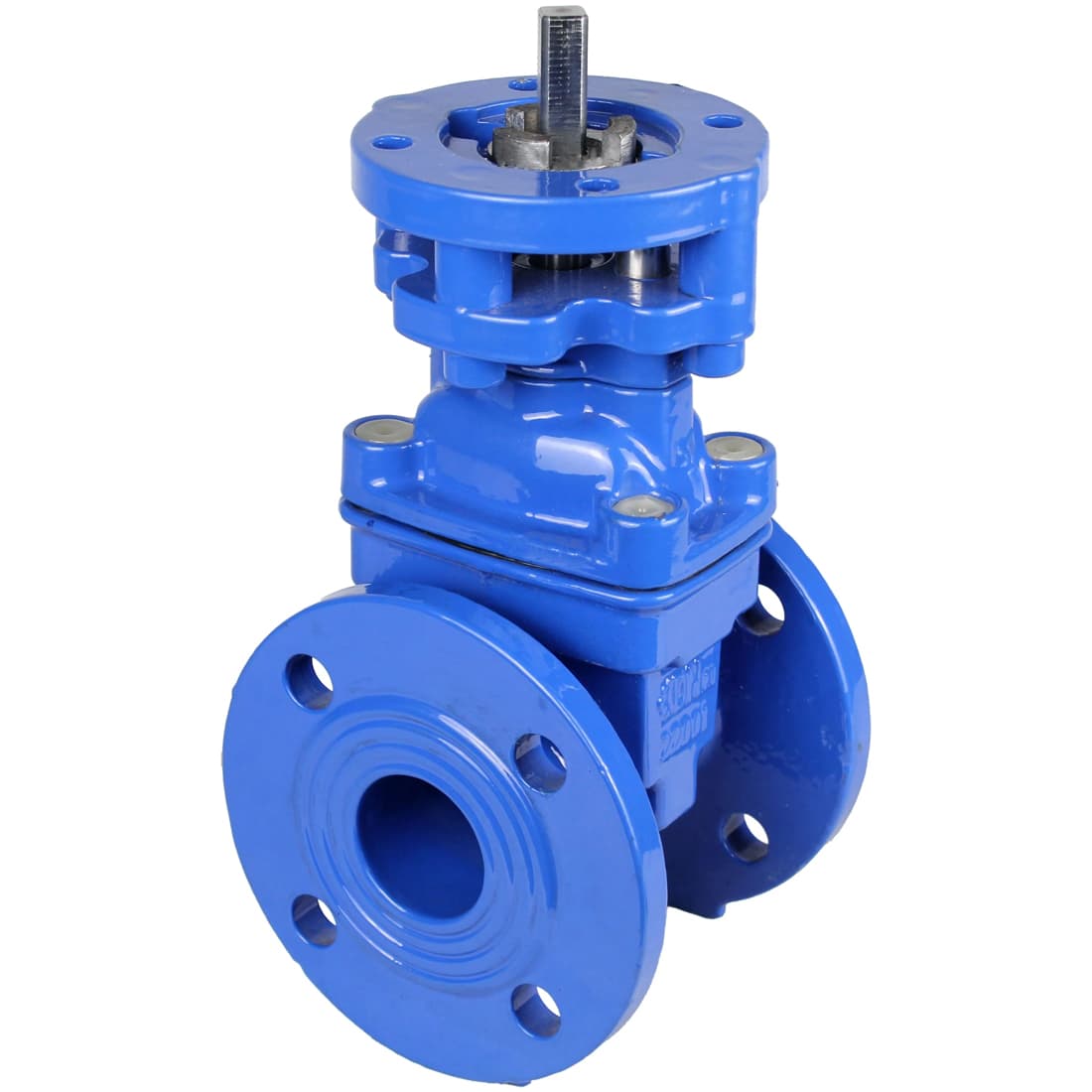 Задвижка клиновая 30ч939р (аналог МЗВ) GGG50-GGG50-EPDM-BLUE Ду40 Ру10/16 фланцевая, клин обрезиненный, корпус чугун, c ISO-фланцем, квадратным штоком, под электропривод, цвет синий