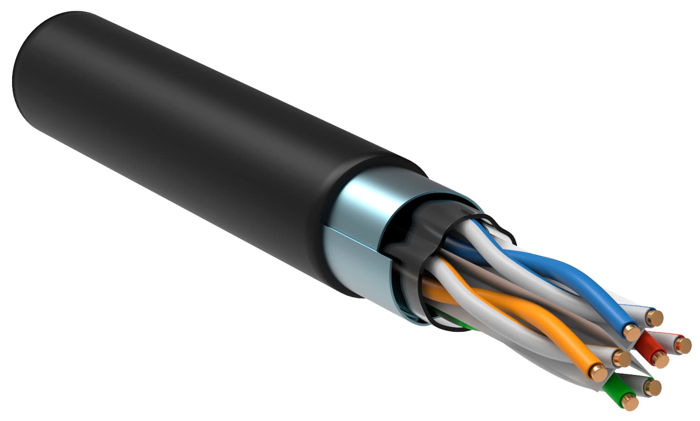 Витая пара F/UTP кат 6 4x2х23AWG solid LSZH 305м черный