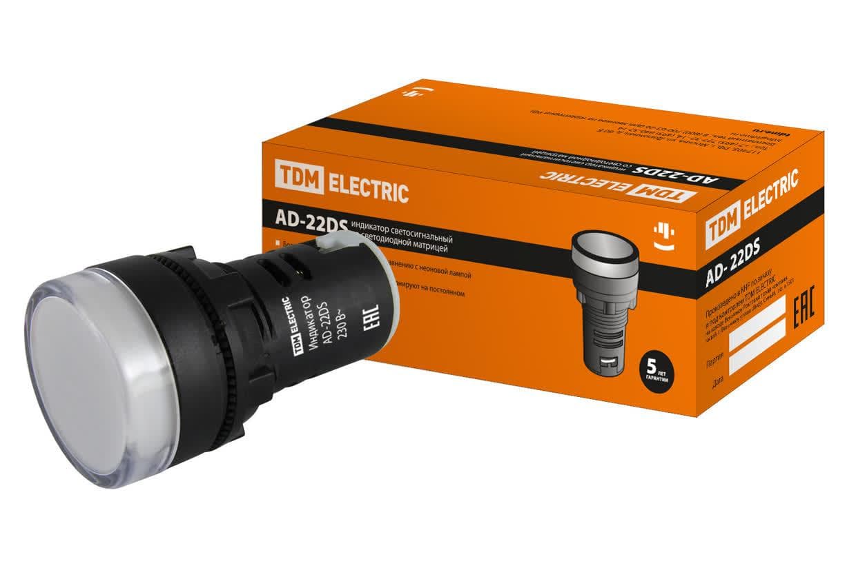 Лампа AD-22DS(LED)матрица d22мм белый 230В