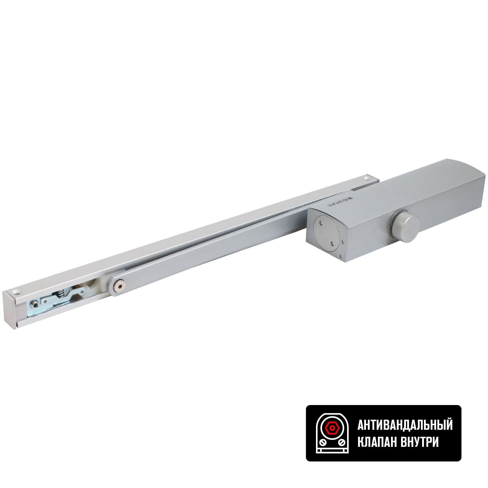 Доводчик дверной  БУЛАТ  PROFI ДД 802/5 BH-S (25-120 кг) серебро