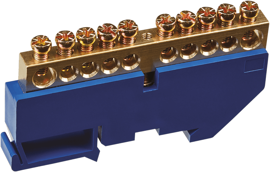 Шина «N» нулевая на DIN-изоляторе синий OBB-M812-10D-B
