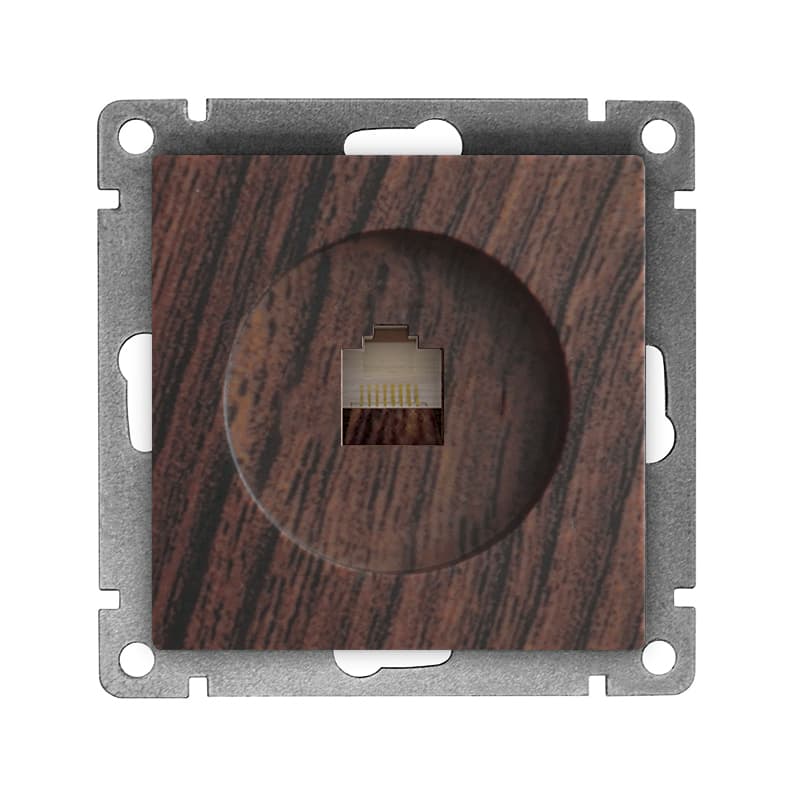 Розетка компьютерная одноместная UNIVersal серия Афина с/у, 1А, RJ45, венге (еврослот), механизм