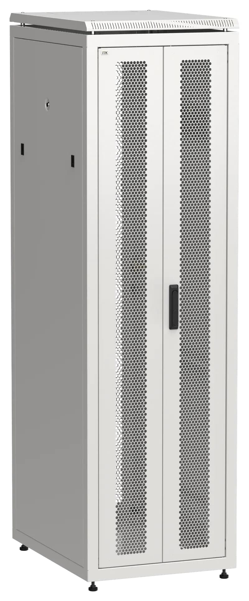 Шкаф напольный сетевой 19' LINEA N 42U 600х800мм передняя распашная перфорированная дверь задняя перфорированная серый