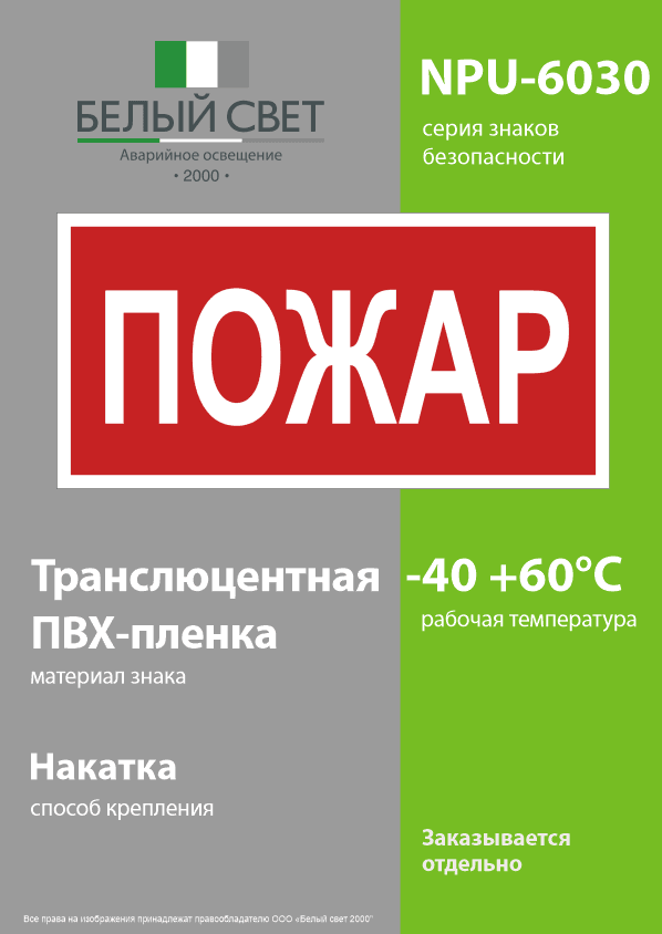 Знак безопасности NPU-6030.F20''Пожар''