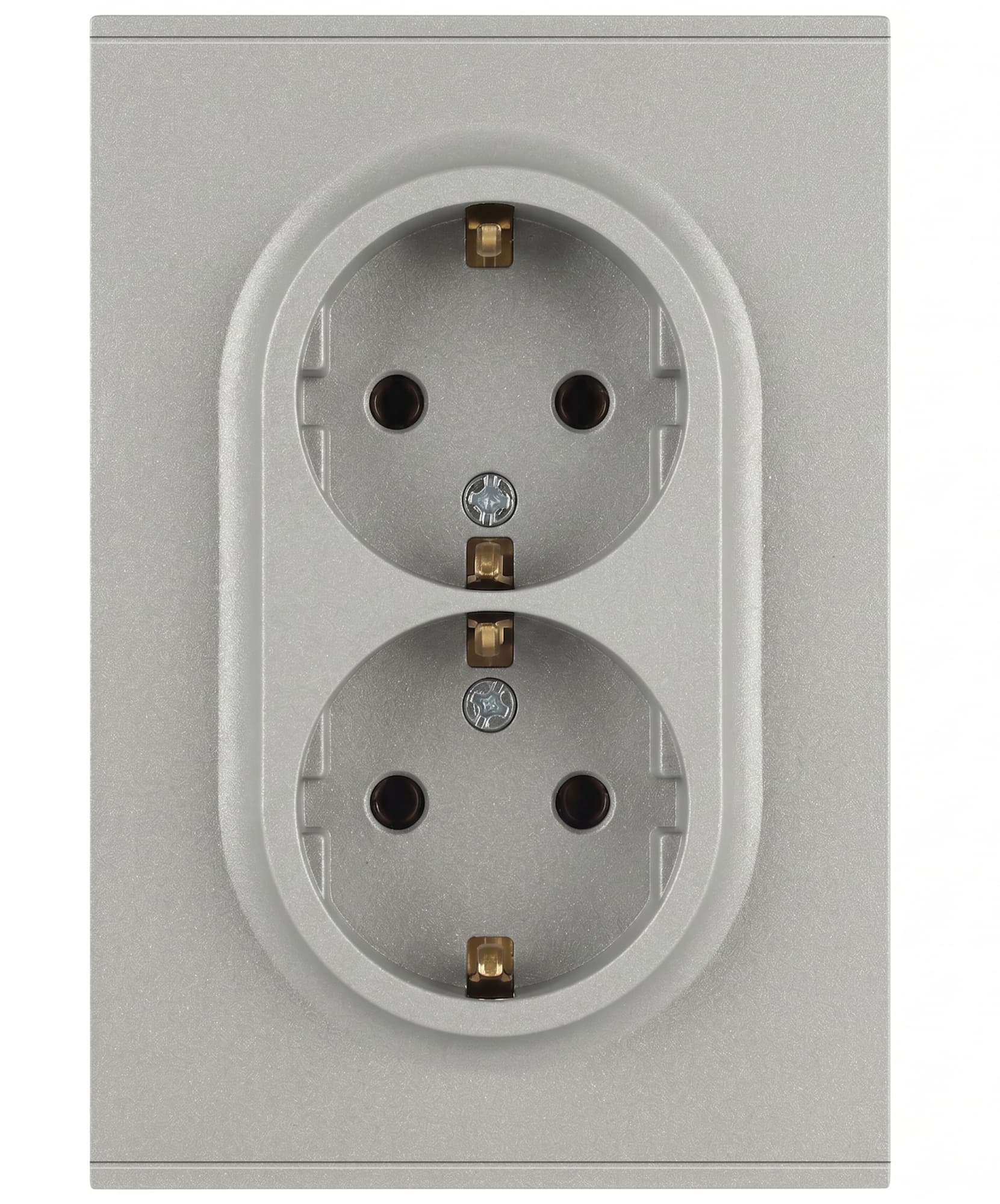 Розетка скрытого монтажа в рамку двойная с заземлением 2X2P+E Schuko 16А-250В алюминий 16-2104-03 Arktik