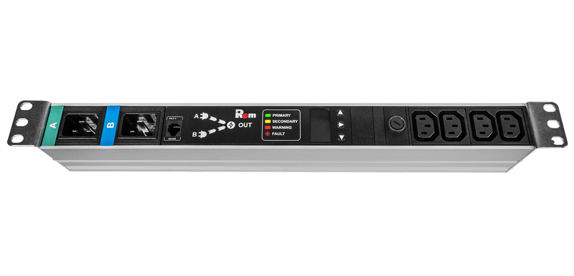Блок розеток с АВР 1х16A 2C19 подключение к контроллеру R-2MC по Modbus вход 2хC20