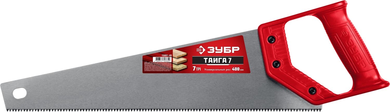 Ножовка универсальная (пила) ''ТАЙГА-7'' 400мм,7TPI, закаленный зуб, рез вдоль и поперек волокон, для средних заготовок, фанеры, ДСП, МДФ