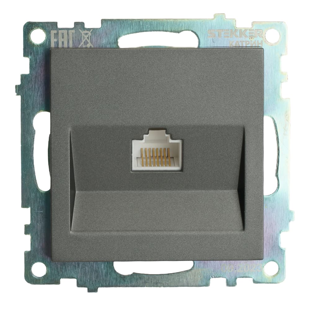 Розетка компьютерная одноместная (механизм) RJ-45 серия Катрин графит STEKKER