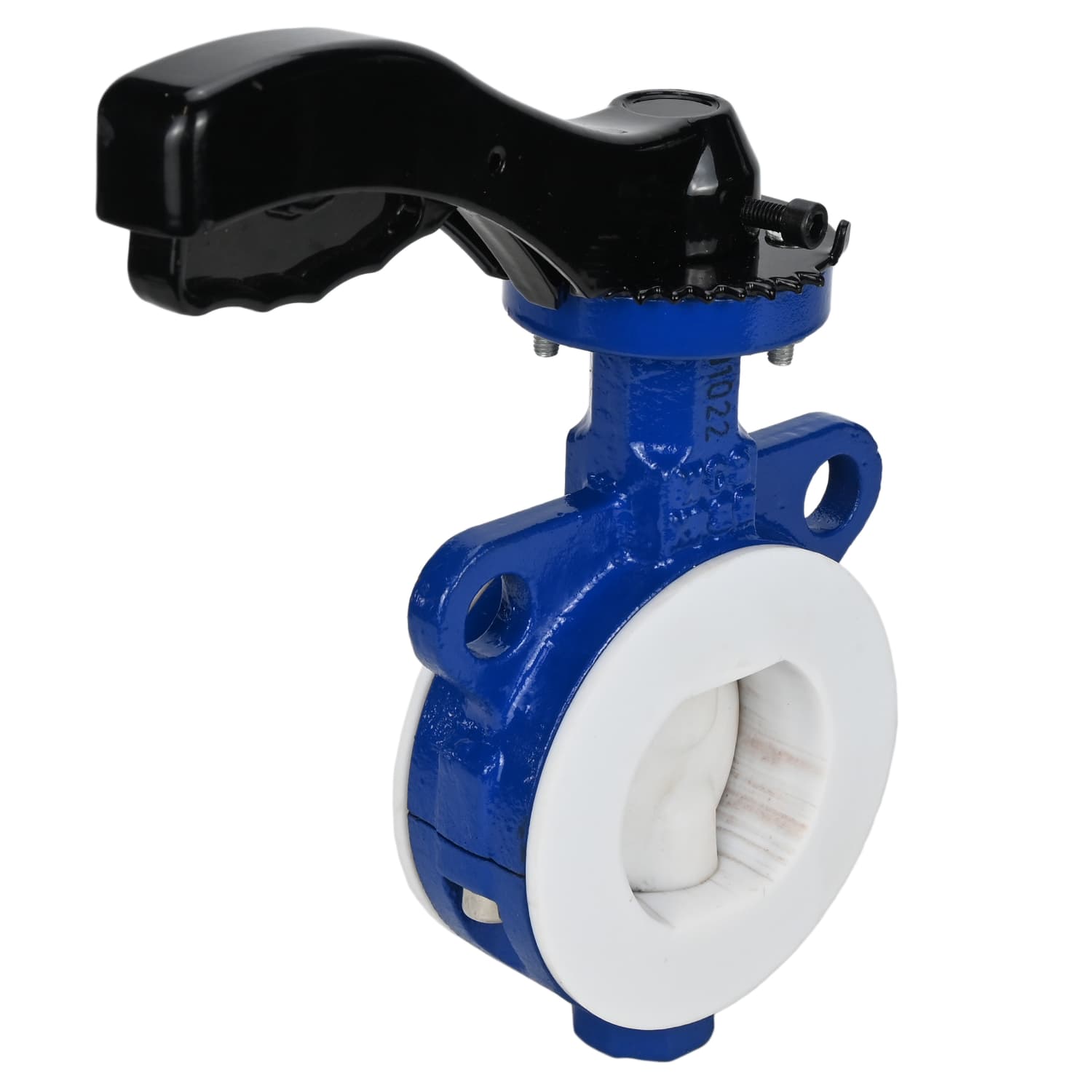 Затвор дисковый поворотный WCB-WCB-PTFE-PTFE-Fb-H Ду65 Ру16 корпус углеродистая сталь WCB, диск углеродистая сталь WCB, футерованный PTFE, уплотнение PTFE, с ISO-фланцем F05, квадрат 11х11, крутящий момент 30Нм, с рукояткой