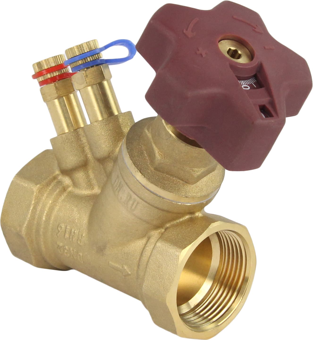 Клапан балансировочный латунный КБЛР-032-16-HEAVY Ду32 PN16 L=100 мм муфтовый