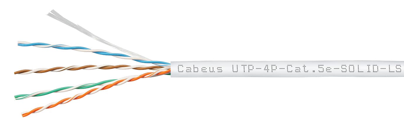 Витая пара U/UTP Cat 5e 4 пары 24 AWG solid LSZH нг(А)-HF белый 305м