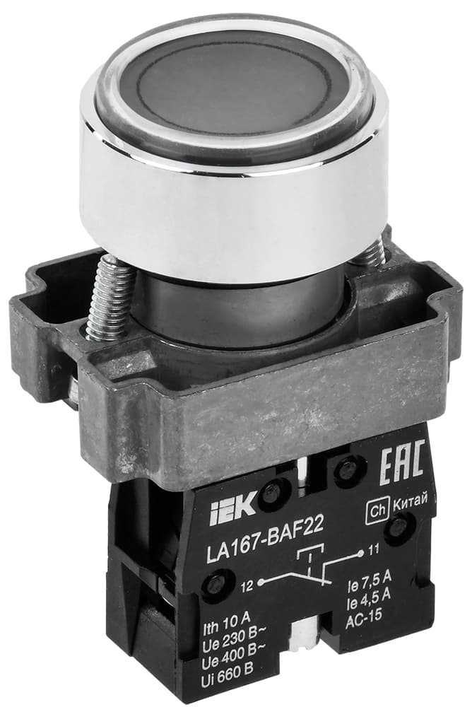 Кнопка LA167-BAF22 d=22мм 1р черная