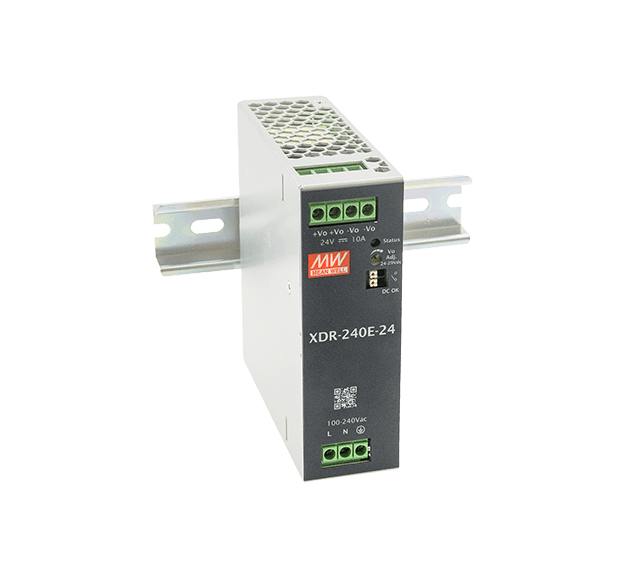 Источник питания AC-DC, 240Вт, вх.85…264V AC,     47…63Гц 120…370В DC, вых.24В10A (пиковый 13А),  рег. вых 24...29В, изол.3000В AC, DC OK, в кожухе на DIN-рейку 40х125.2х116мм,-40…+70°С, 3 года     гарантии