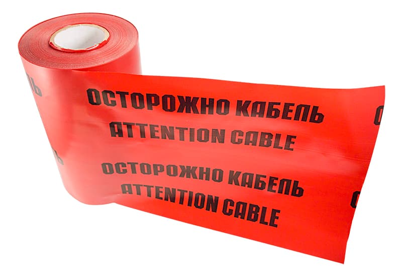 Лента сигнальная ''Осторожно кабель'' 250 мм х 100 м, цвет красныйхчерный, REXANT