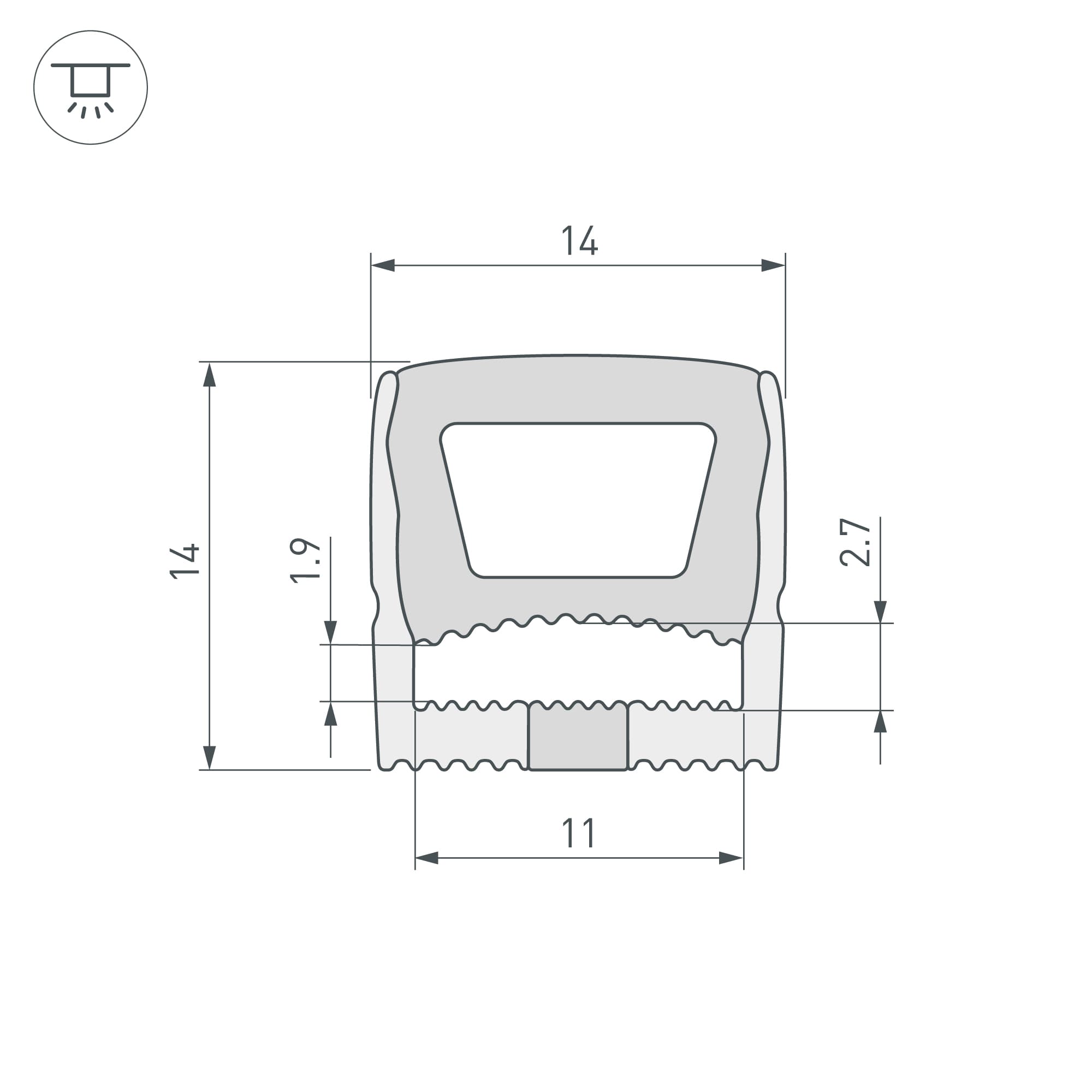 Профиль силиконовый WPH-FLEX-1414-TOP-S11-5м WHITE (Силикон)
