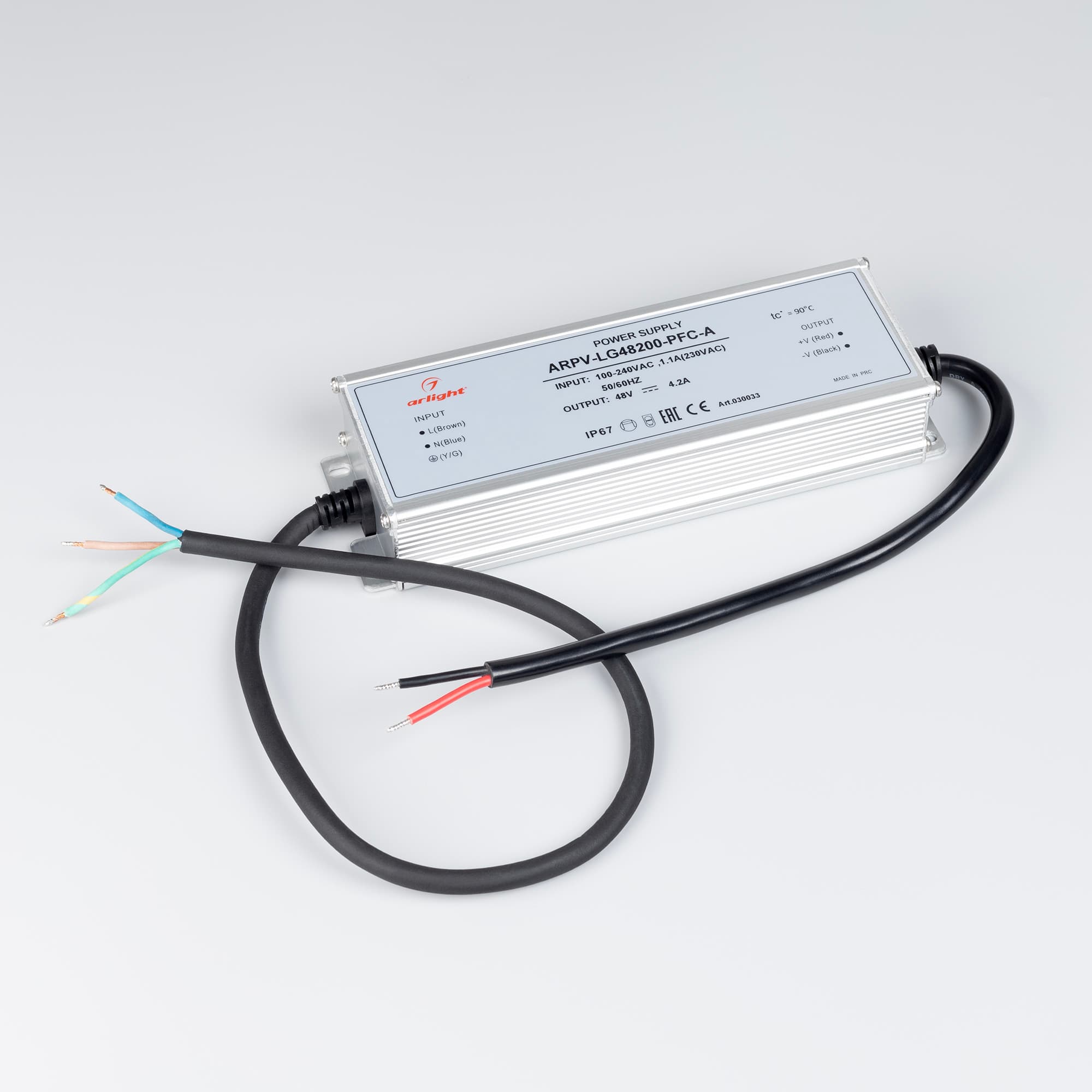 Блок питания ARPV-LG48200-PFC-A (48V, 4.2A, 200W) (ARL, IP67 Металл, 5 лет)