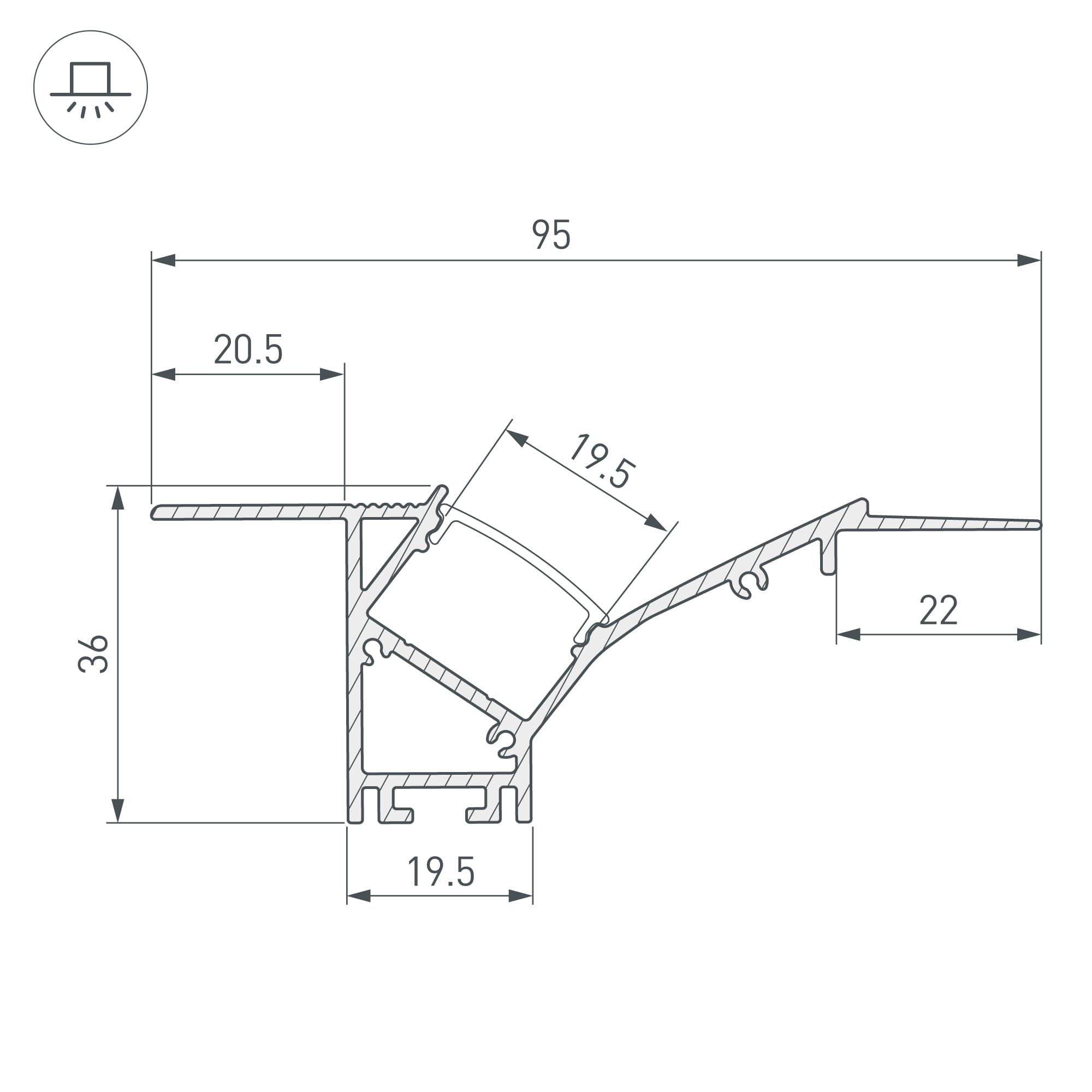 Профиль FANTOM-W45-BEVEL-2000 WHITE (Алюминий)