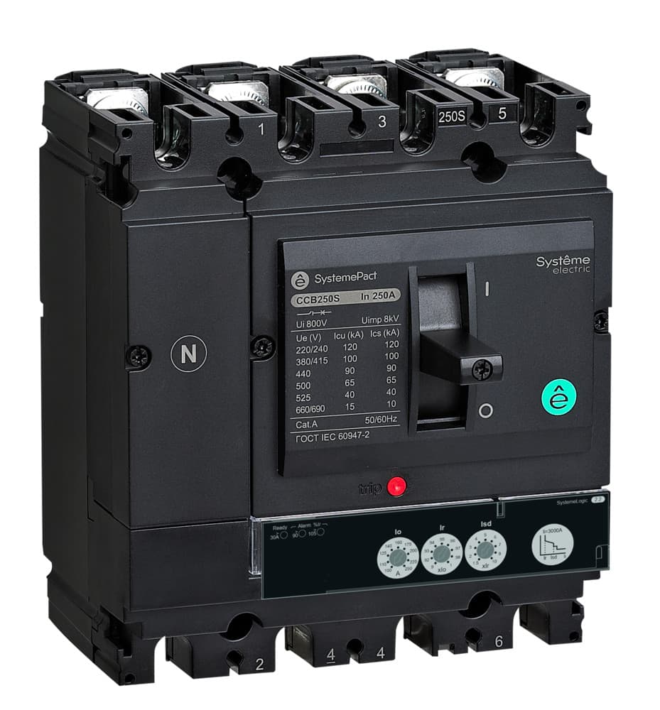 Выключатель автоматический литой корпус SYSTEMEPACT CCB160 150KA 4P4D S2.2 160 A рычаг