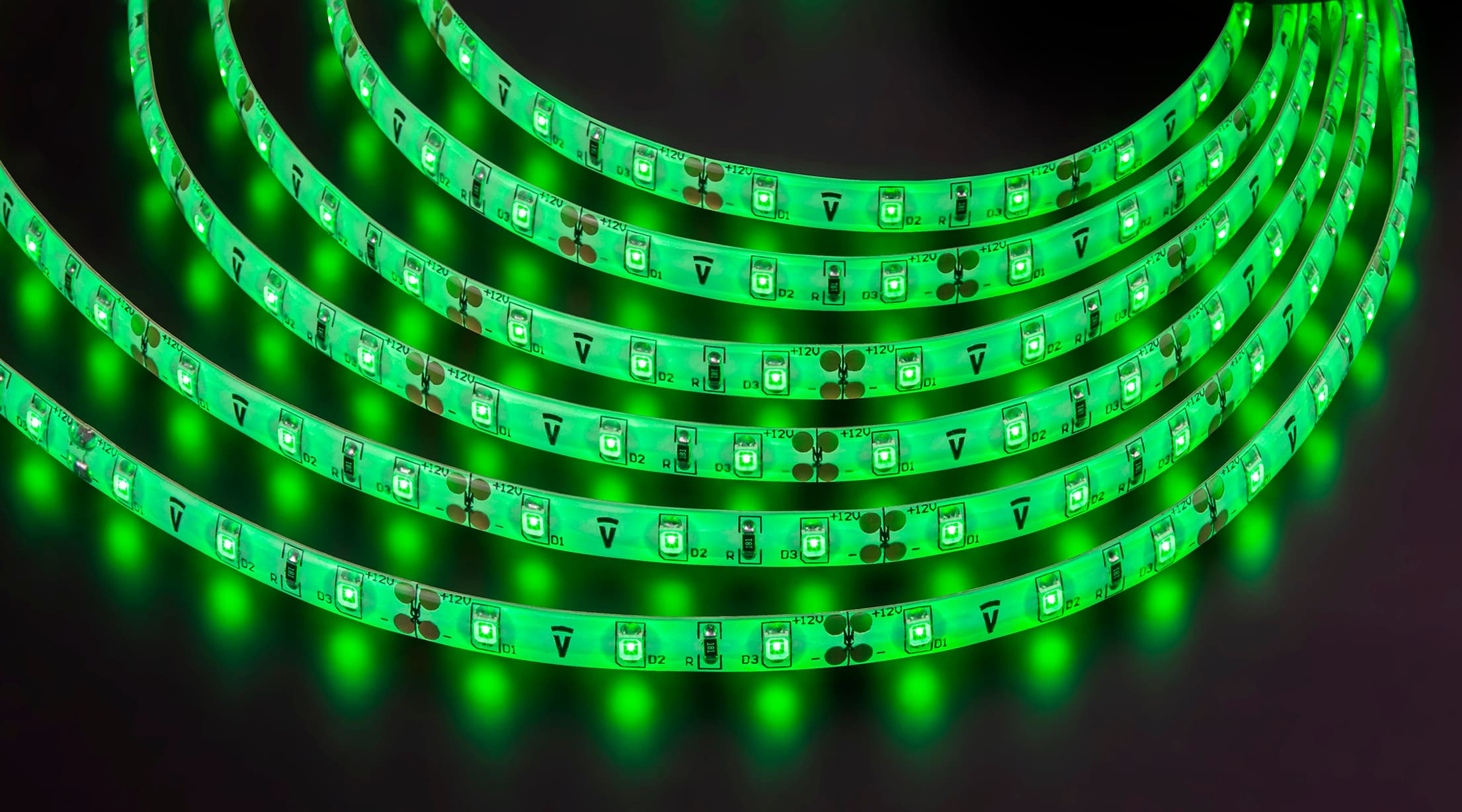 Лента светодиодная 4.8Вт/м 12В зеленый IP65 60LED/м NLS-3528-Pro 5м