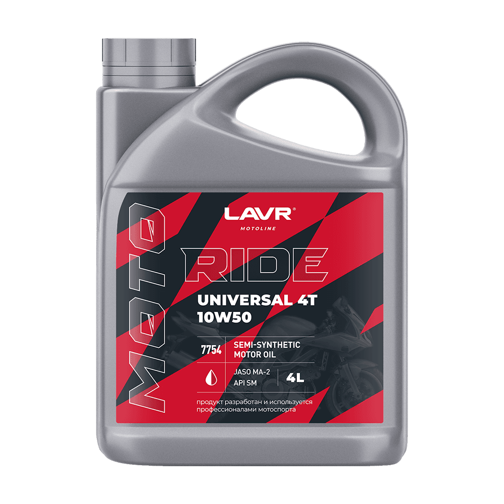 LAVR MOTO Моторное масло RIDE UNIVERSAL 4T 10W50 SM, 4 л